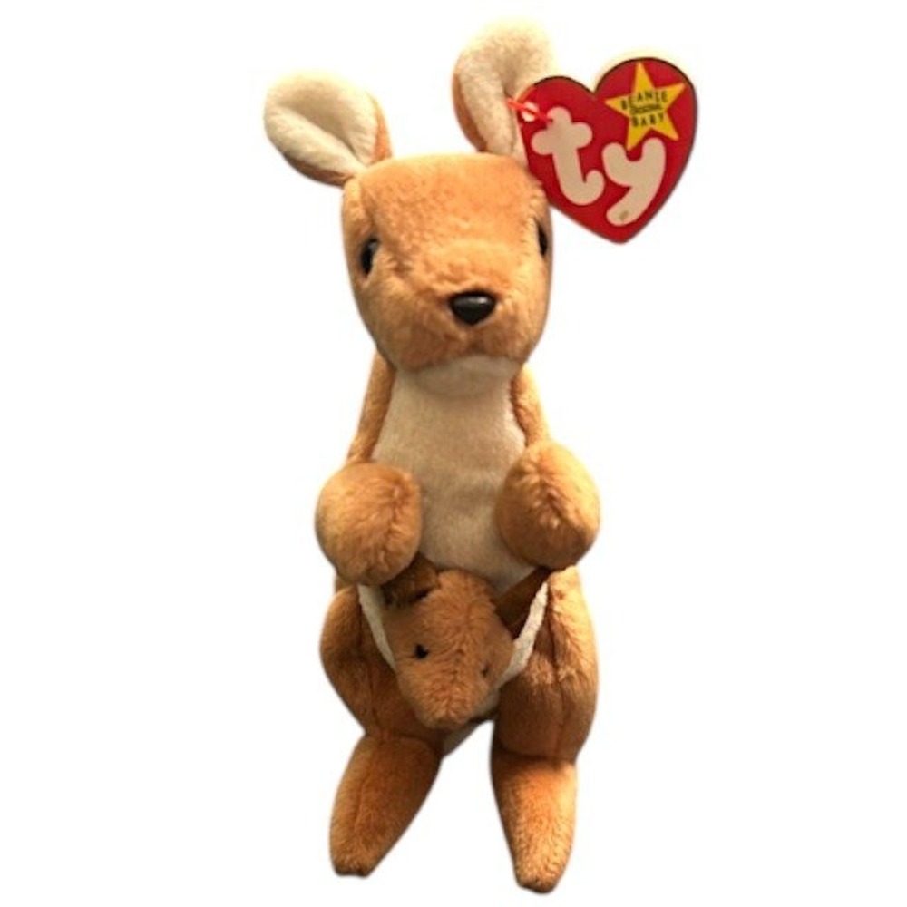 VTG TY Beanie Baby Kangaroo with Joey 1996 Rare Plush Stuffed Animal Toy Kawaii